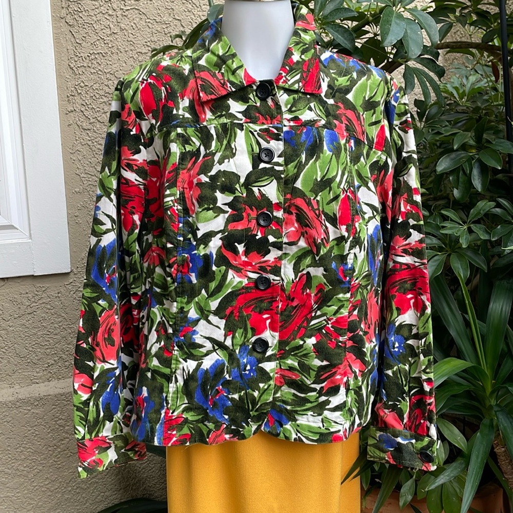 Vintage multicolored Diamonds & Pearls cotton corduroy jacket